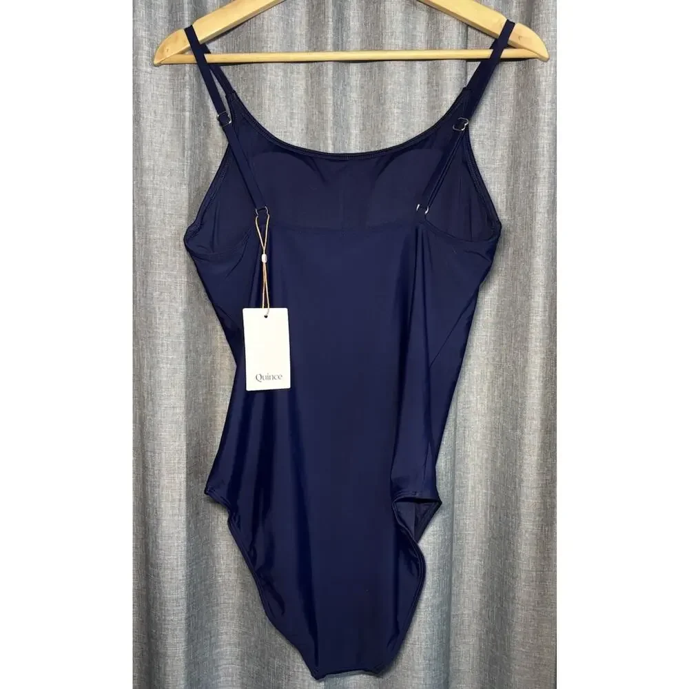 Quince Italian Cami One-Piece Swimsuit Deep Navy Blue Size Large NWT